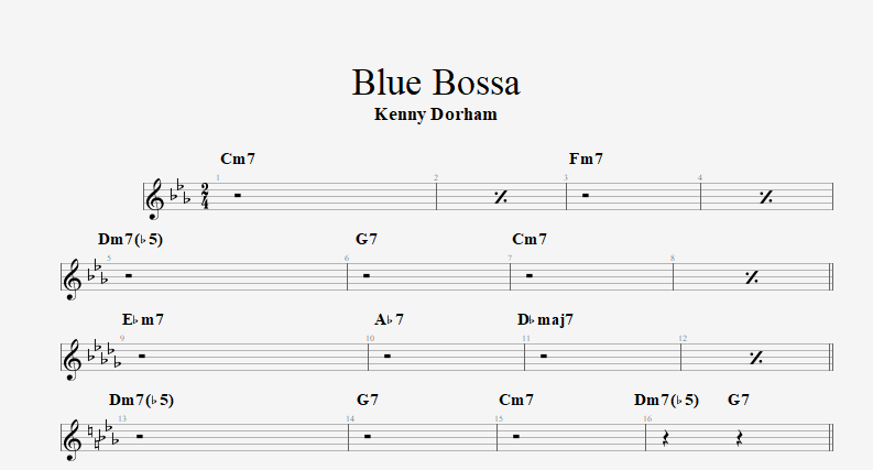 blue 1 - Análise Harmônica: Blue Bossa – A “caixinha de utilidades” do Jazz
